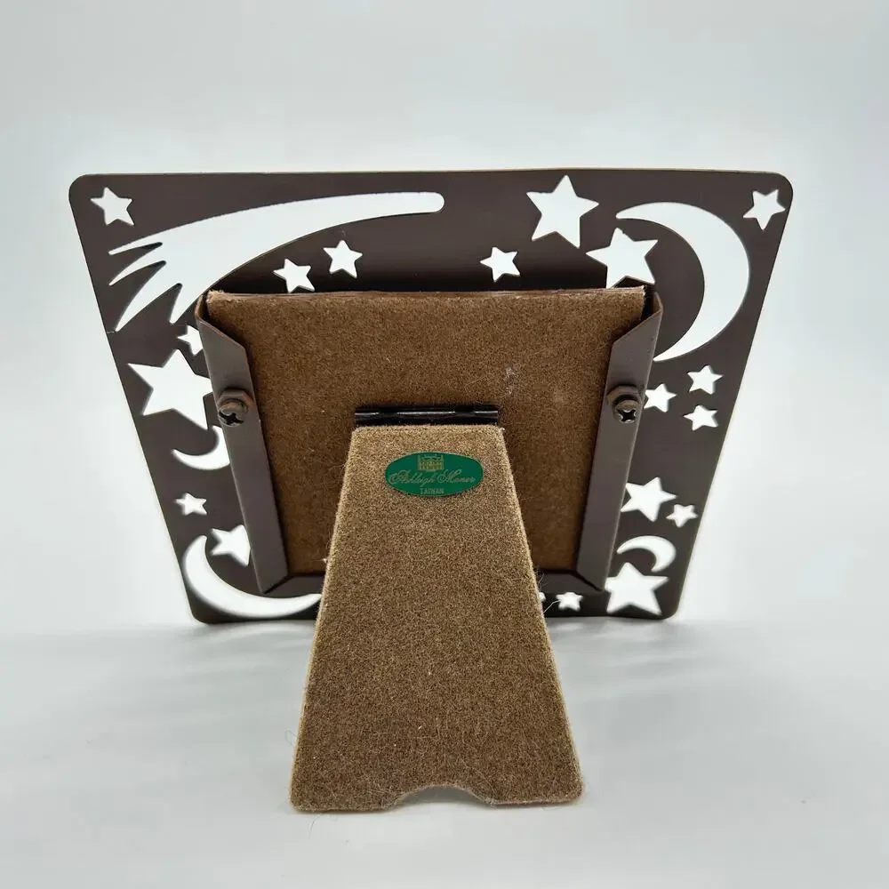 Vintage Moon Stars Photo Frame Y2K Brown Metal Celestial Boho Picture Home Decor